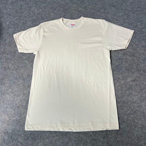 Supreme Men's Plain Cream Short Sleeve 100% Cotton T-Shirt Tee Size Med NEW - Picture 1 of 6